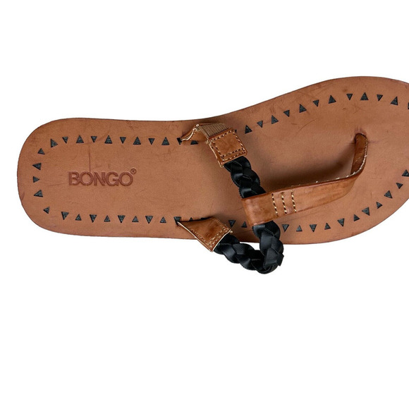 Bongo Finley Flip Flop Sandals Thong Weave‎ Strap Black Brown Women Size 7/8M - Picture 6 of 7